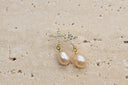 Elegant Cross & Pearl Drop Earrings