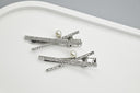 Crystal Cross Bar Hair Clips with Pearl Accent