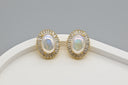 Oval Opal Halo Stud Earrings
