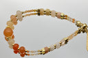 Peach and Gold Beaded Slider Bracelet