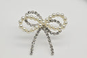 Elegant Pearl & Zirconia Bow Stud Earrings