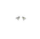 Sterling Silver Bow Knot Stud Earrings with Paved Cubic Zirconia