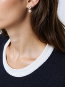 Sterile Silver V-Shaped Pearl Drop Earrings with Cubic Zirconia