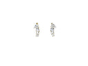 Elegant Curved Drop Sterling Silver Cubic Zirconia Earrings