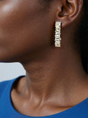 Imitation Pearl & Cubic Zirconia Hoop Earrings