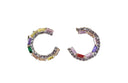 Sterling Silver Rainbow Hoop Earrings with Cubic Zirconia