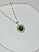 Emerald Elegance Oval Pendant Necklace