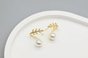 Leaf & Pearl Wrap Earrings
