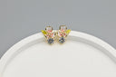 Chic Enamel Floral Stud Earrings with Dazzling Zirconia