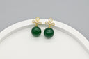 Green Gem Flower Drop Earrings