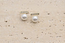 Elegant Pearl & Crystal Bar Stud Earrings