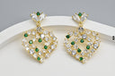 Crystal & Emerald Heart Drop Earrings