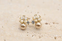 Elegant Pearl & Zirconia Stud Earrings