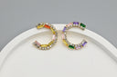 Sterling Silver Rainbow Hoop Earrings with Cubic Zirconia