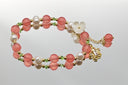 Peach and Gold Beaded Slider Bracelet
