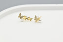 Delicate Butterfly & Pearl Stud Earrings