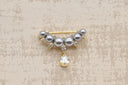 Elegant Grey Pearl & Crystal Drop Brooch