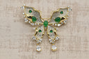 Emerald Butterfly Crystal Brooch