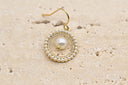Elegant Gold-Tone Circle Drop Earrings with Faux Pearl Accent