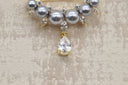 Elegant Grey Pearl & Crystal Drop Brooch
