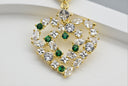 Crystal & Emerald Heart Drop Earrings