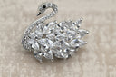 Elegant Crystal Swan Brooch Pin