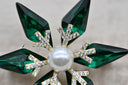Emerald Snowflake Pearl Brooch