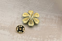 Emerald Flower Brooch with Pearl & Zirconia