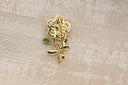 Mother of Pearl Flower Brooch with Emerald & Gold Accents