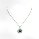 Emerald Halo Pearl & Crystal Necklace