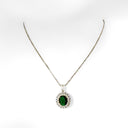 Emerald Elegance Oval Pendant Necklace