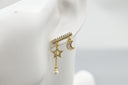 Moon & Star Pearl Drop Earrings