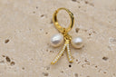 Pearl Drop Hoop Earrings