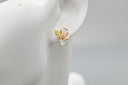 Chic Enamel Floral Stud Earrings with Dazzling Zirconia