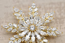 Spinnable Golden Snowflake Crystal Brooch