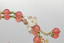 Peach and Gold Beaded Slider Bracelet