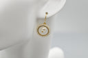 Elegant Gold-Tone Circle Drop Earrings with Faux Pearl Accent