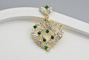 Crystal & Emerald Heart Drop Earrings