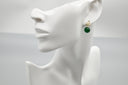 Green Gem Flower Drop Earrings