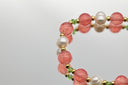 Peach and Gold Beaded Slider Bracelet