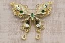 Emerald Butterfly Crystal Brooch