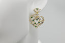 Crystal & Emerald Heart Drop Earrings
