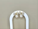 Sterile Silver Bow Pearl Stud Earrings with Cubic Zirconia