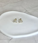 Sterling Silver Bow Knot Stud Earrings with Paved Cubic Zirconia