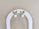 Sterile Silver V-Shaped Pearl Drop Earrings with Cubic Zirconia