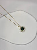Emerald Halo Pearl & Crystal Necklace